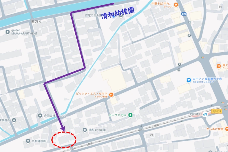 南万々集会所の地図